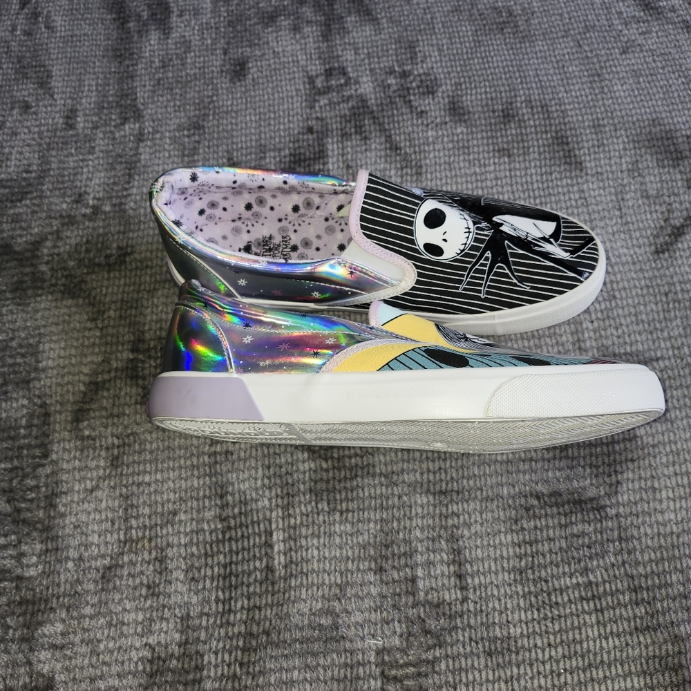 Nightmare before Christmas Womens Slides, Iridescent,  Sz 10, Jack And Sally, - Picture 2 of 6